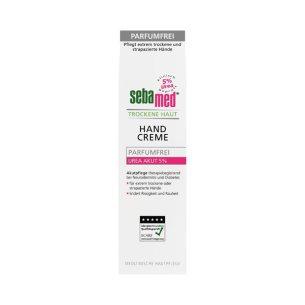 SebaMed Handcreme Urea Akut 5 Prozent Parfuemfrei, fuer trockene Haut, 75ml